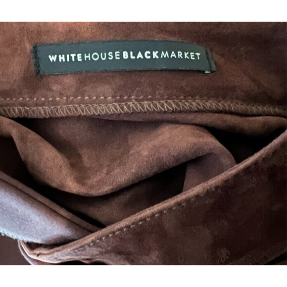 WHBM Genuine Suede & Ponte Knit The Legging  Women's 4  Side Zip Mid-Rise Brown - Picture 8 of 14